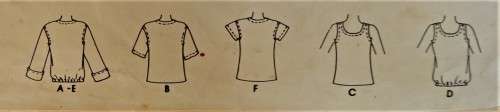 McCALLS 5987  SET OF TOPS SIZE SMALL 8 - 10 COMPLETE IN ENVELOPE