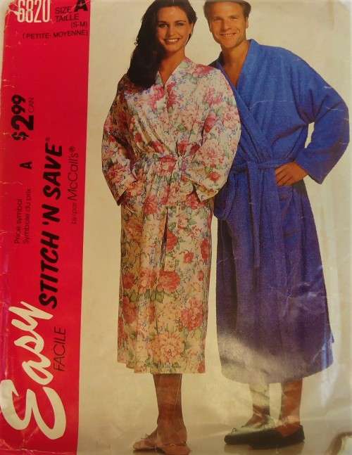 McCALLS 6820 UNISEX GOWN SIZES-M ( 32-38) COMPLETE