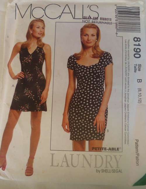 McCALLS 8190  LINED DRESSES SIZE B8-10-12 COMPLETE-UNCUT-F/FOLDED
