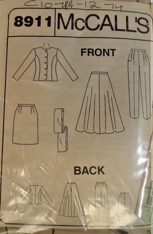 McCALLS 8911  JACKET-SKIRT-PANTS-SCARF SIZE C10-12-14 COMPLETE-NO COVER SUPPLIED IN ZIPLOC BAG