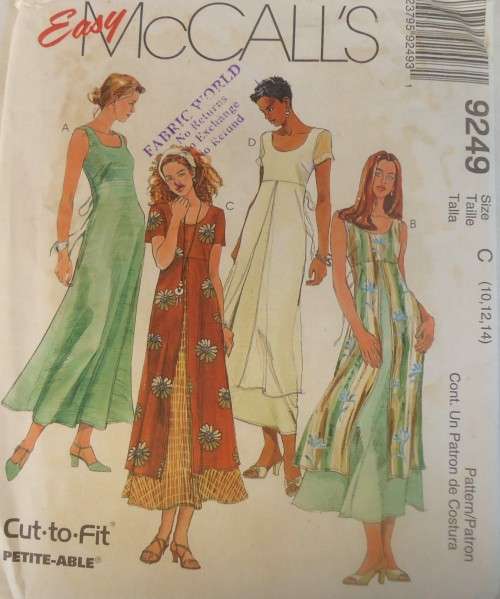 McCALLS 9249 PULLOVER DRESS WITH TIEBACK-OVERSKIRT SIZE C10-12-14 COMPLETE-UNCUT-F/FOLDED
