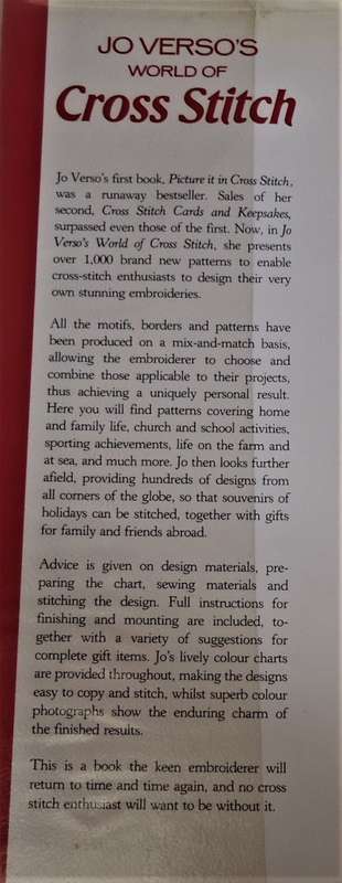 JO VERSOS WORLD OF CROSS STITCH-1001 MOTIFS, BORDERS & PATTERN IDEAS - 132 PAGE HARDCOVER+DUSTJACKET