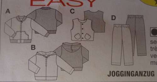 BURDA 9672 - BOYS HOODIE-SWEATSHIRT-WAISTCOAT-PANTS  SIZE 3-4-5-6-7-8-9-10 YEARS COMPLETE