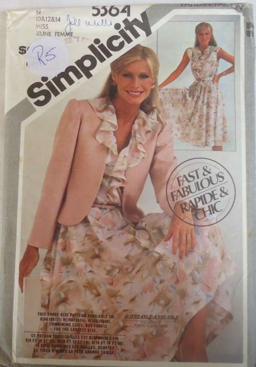 SIMPLICITY 5364  PULLOVER DRESS & UNLINED JACKET SIZE  10-12-14  COMPLETE