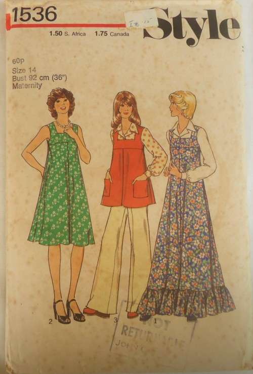 VINTAGE STYLE 1536  MATERNITY DRESS-TOP-BLOUSE SIZE 14 BUST 92 CM  COMPLETE