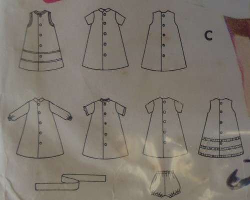 VINTAGE BUTTERICK 2927 GIRL`S DRESS-SMOCK-PANTIES SIZE 5 YEARS BREAST 23 1/2 COMPLETE- ZIPLOC BAG