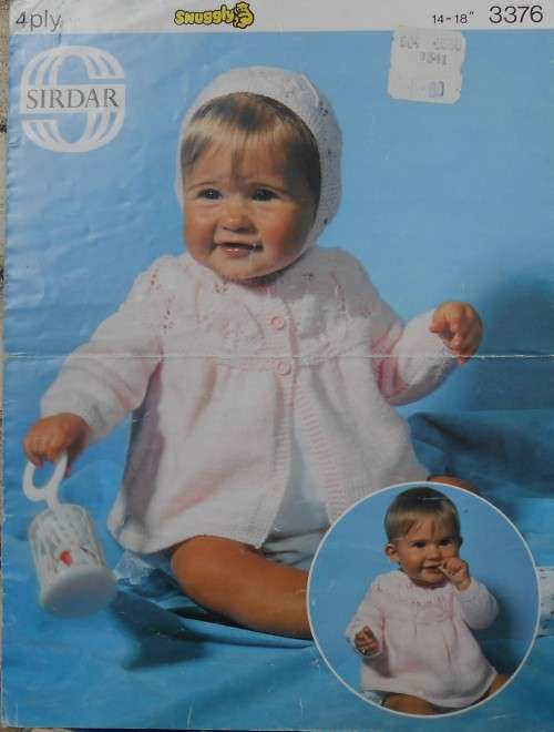SIDAR # 3376 4 PLY MATINEE COAT, ANGEL TOP AND BONNET - TO FIT 14 - 18`