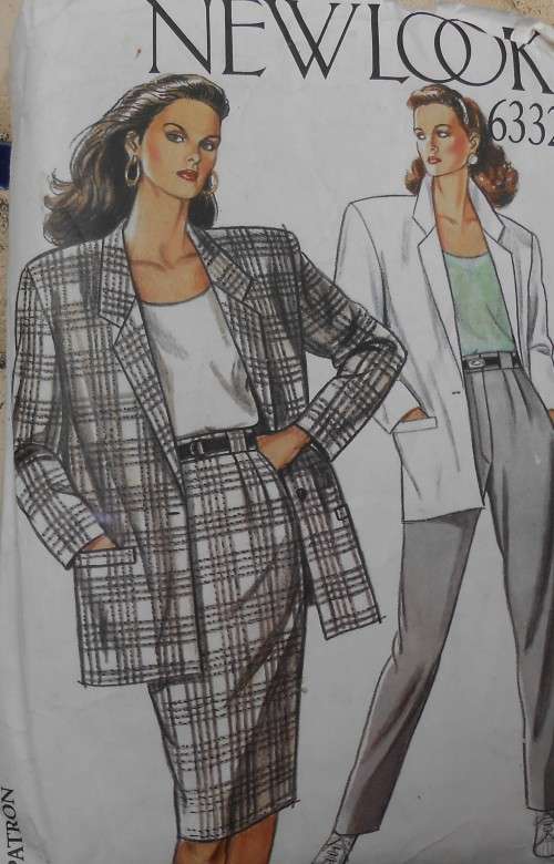 NEW LOOK PATTERNS 6332 JACKET-SKIRT-PANTS SIZES 8-18  COMPLETE-PART CUT-ZIPLOC