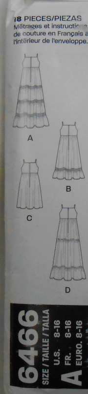 NEW LOOK PATTERNS 6466 GIRLS TIERED SUMMER DRESSES SIZE 8-10-12-14-16 YEARS COMPLETE-PART CUT