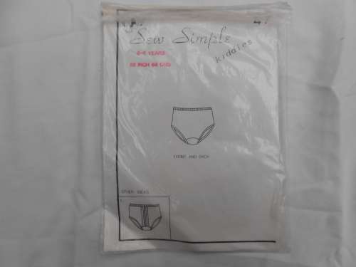 SEW SIMPLE PATTERN - NUMBER 47- UNDERPANTS AGE 28-30 OR 72-76 CM