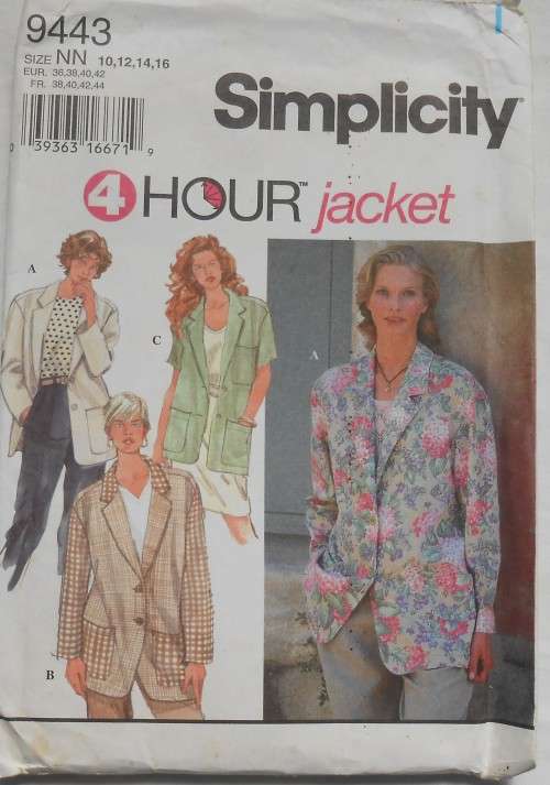 SIMPLICITY 9443 4 HOUR JACKET SIZE NN 10-12-14-16 COMPLETE-UNCUT-F/FOLDED
