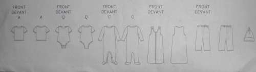 BUTTERICK B4213 INFANTS BUNTING-TOP-ROMPERS-PANTS-HAT  SIZE L-XL 19 1/2 - 20 COMPLETE-UNCUT-F/FOLDED