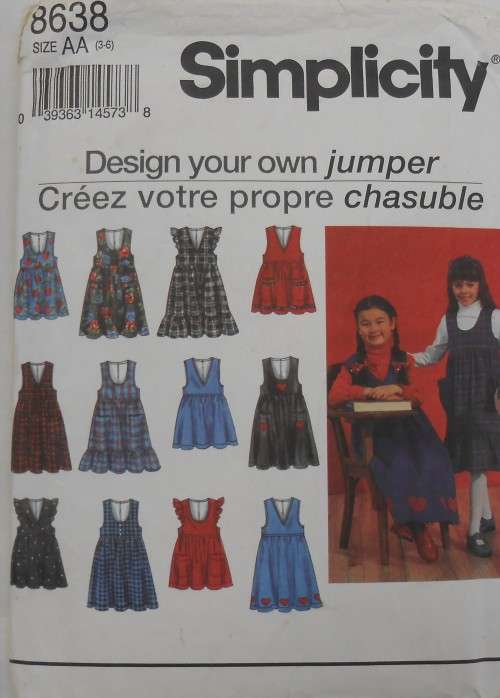 SIMPLICITY 8638 GIRLS PINAFORE SIZE AA 6-8 YEARS COMPLETE