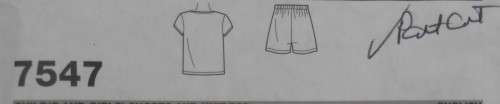 SIMPLICITY 7547  GIRL`S SHORTS & KNIT TOP SIZE A 3 - 12 YEARS -COMPLETE-PART CUT