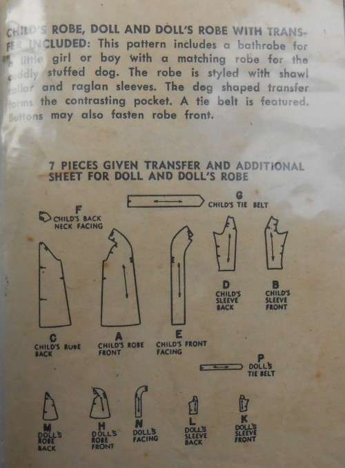 VINTAGE SIMPLICITY S 37  CHILDS ROBE - DOLL-DOLLS ROBE-TRANSFER  SIZE 4 YEARS  COMPLETE ZIPLOC