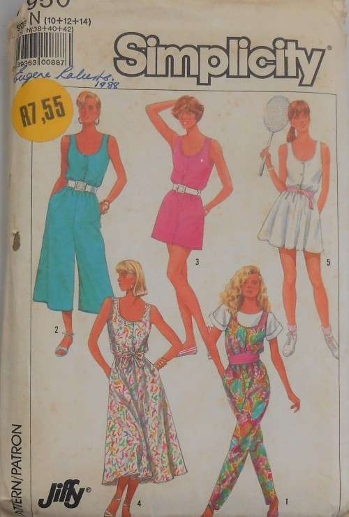 SIMPLICITY PATTERNS 7950 DRESS & JUMPSUIT SIZE  N 10-12-14 COMPLETE