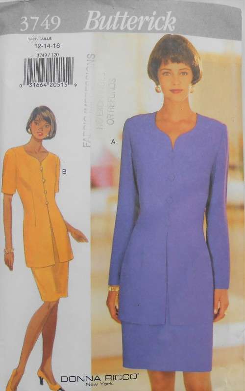 BUTTERICK 3749 LOOSE FITTING DRESS SIZE 12-14-16  COMPLETE
