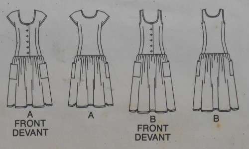 BUTTERICK 3864 FITTED BODICE DROPPED WAIST DRESS SIZE 6-8-10 COMPLETE