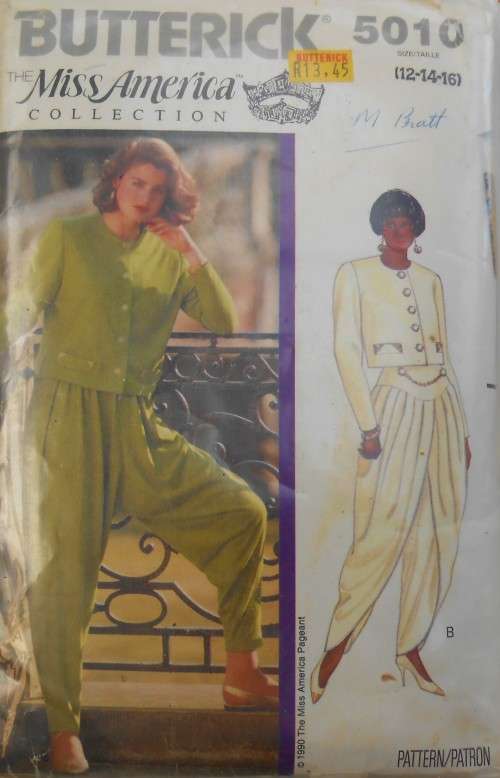 BUTTERICK 5010 TOP & PANTS SIZE 12-14-16 COMPLETE-MOSTLY UNCUT