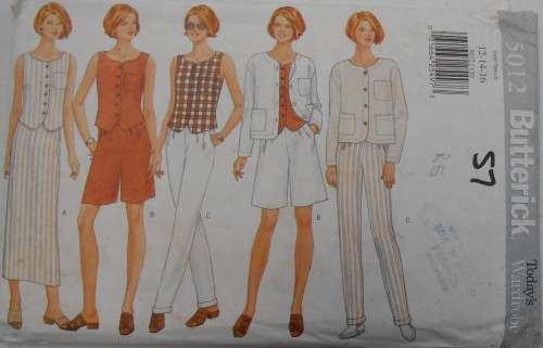 BUTTERICK 5012 JACKET-TOP-SKIRT-SHORTS-PANTS SIZE 12-14-16 COMPLETE-UNCUT-F/FOLDED