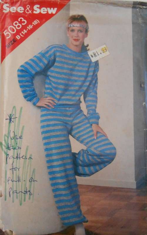 BUTTERICK 5083 TRACKSUIT TOP & PANTS SIZE 14-16-18 COMPLETE-2 TOP PATTERNS SUPPLIED