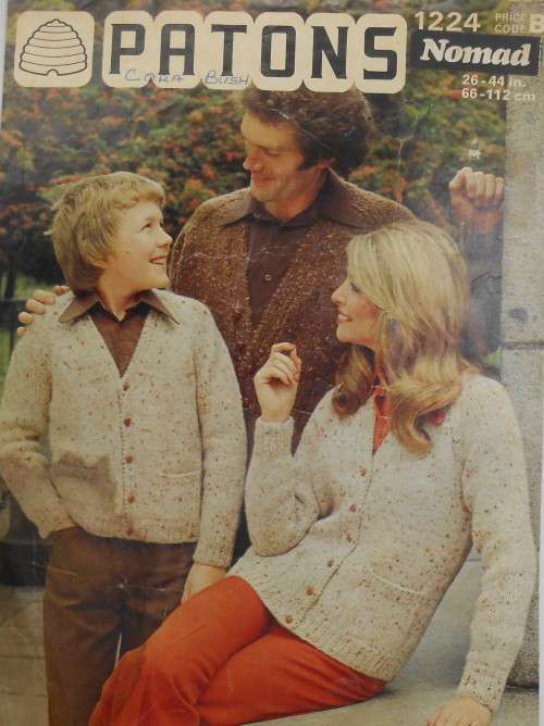 PATONS #1224  CARDIGANS WITH POCKETS FOR THE FAMILY -  TO FIT  26` - 44`