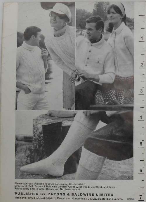 PATONS #SC91 HANDKNITS FOR SAILING & FISHING - 3 SWEATERS, A JACKET, & FISHERMAN`S STOCKINGS