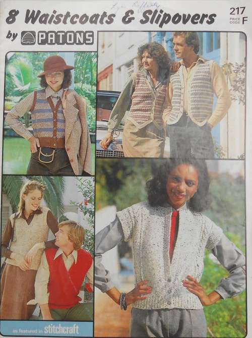 PATONS #217 8 WAISTCOATS & SLIPOVERS - 20 PAGE BOOKLET