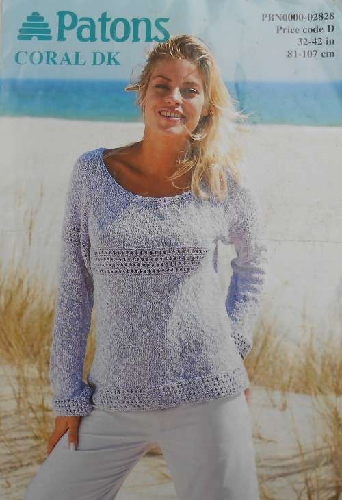 PATONS # PBN0000-02828  RAGLAN SWEATER  SIZES 32-42` 81 - 107 CM