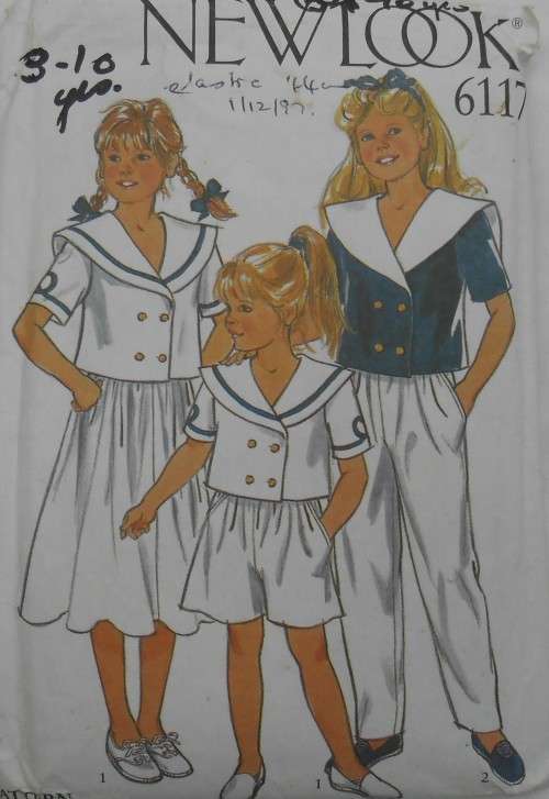 NEW LOOK PATTERNS 6117 GIRLS TOPS-SKIRT-PANTS-SHORTS SIZE 3-9 YEARS COMPLETE-PART CUT