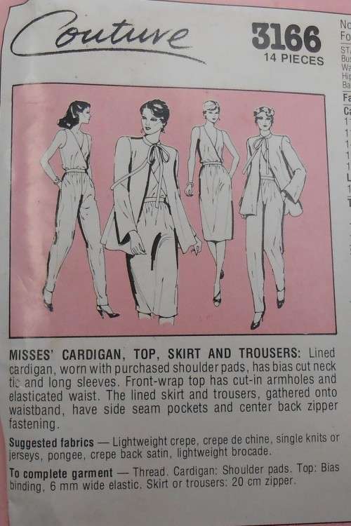 STYLE COUTURE 3166  CARDIGAN-TOP-PANTS-SKIRT SIZE 12 BUST 87 CM COMPLETE