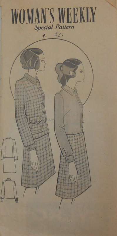 VINTAGE ENGLISH WOMAN`S WEEKLY PATTERN B 431  SUIT AND BLOUSE SIZE BUST 34-40 COMPLETE-ZIPLOC BAG