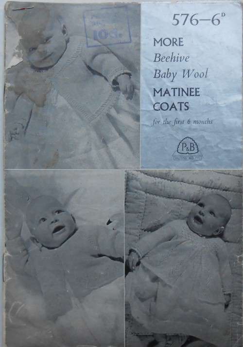 P&B  #576 `MORE BEEHIVE BABY WOOL MATINEE COATS FOR THE FIRST 6 MONTHS`