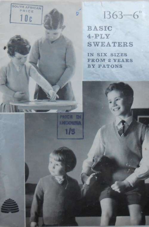 P&B #1363 `BASIC 4 PLY SWEATERS IN 6 SIZES FROM 2 YEARS`
