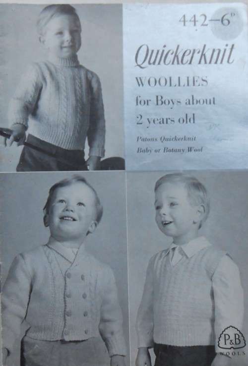 P&B  #442 `QUICKERKNIT WOOLIES FOR BOYS ABOUT 2 YEARS`