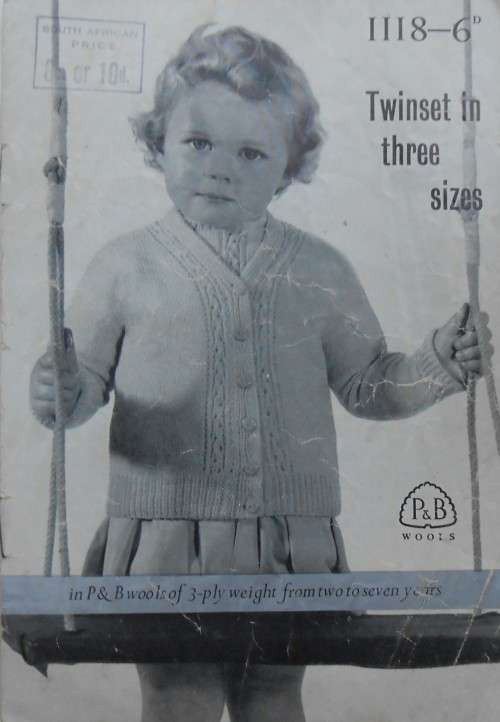 P&B WOOLS- 3 PLY  NO 1118- TWINSET IN 3 SIZES  22` 24` & 26`