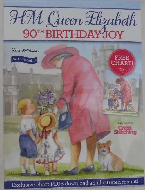 CROSS STITCH  HM QUEEN ELIZABETH 90TH BIRTHDAY JOY -CHART