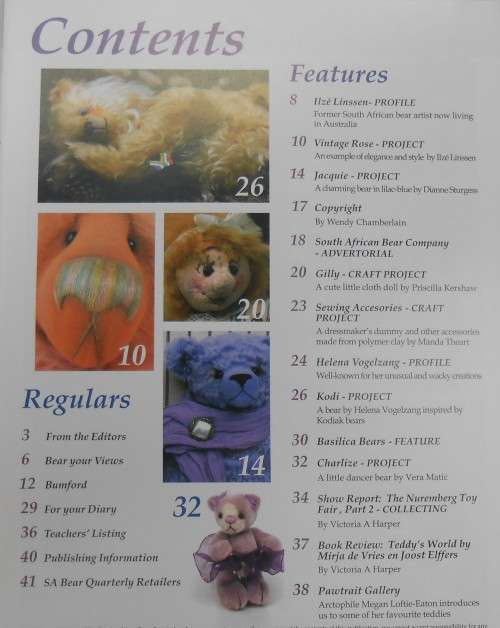 `SOUTH AFRICAN BEAR & QUARTERLY`  VOLUME 1 NUMBER 4  SEPTEMBER 2005  -40 PAGE MAGAZINE WITH PATTERNS