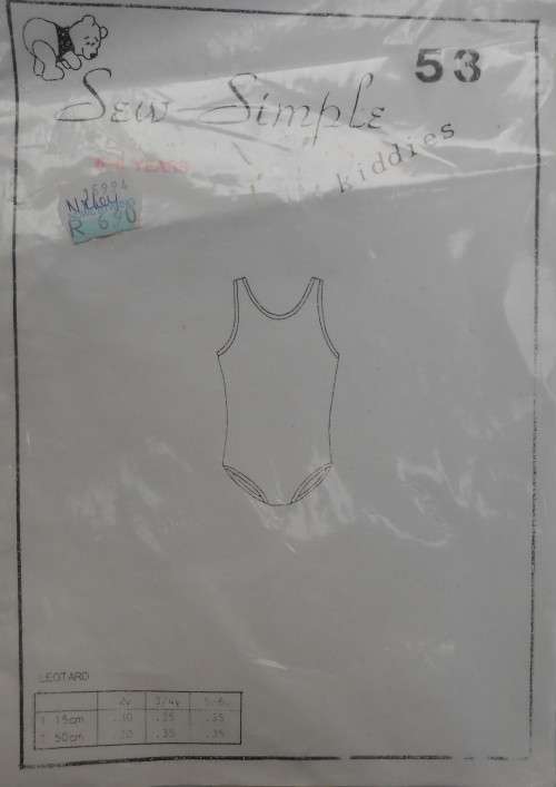 SEW SIMPLE PATTERNS #53 LEOTARD  SIZE BUST 30 OR 76 CM