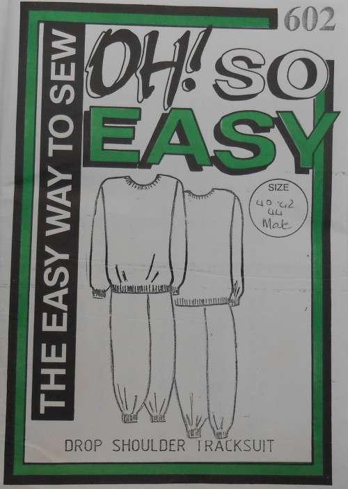 OH SO EASY PATTERN  602 MALE DROP SHOULDER TRACKSUIT  SIZE 25-28-30 COMPLETE