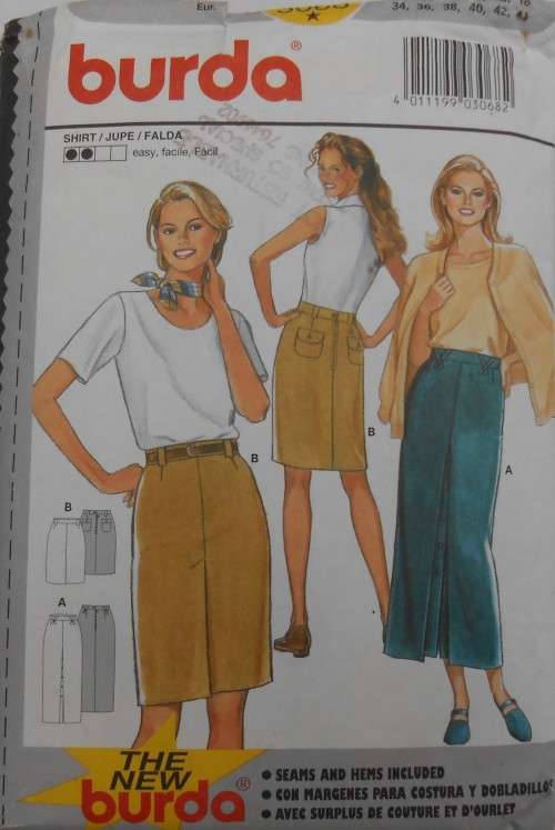 BURDA 3068 SKIRT WITH DETAILS SIZE 8-10-12-14-16-18 COMPLETE