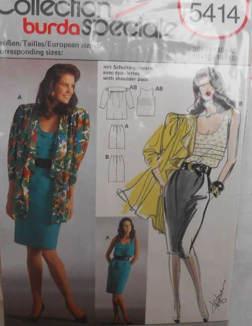 BURDA 5414 JACKET-TOP-SKIRT  SIZE 10-12-14-16 COMPLETE-PART CUT