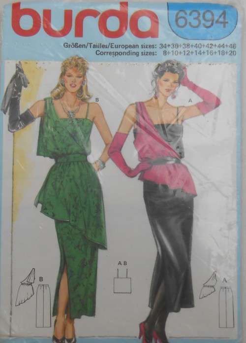 BURDA 6394 SMART TOP-CAMI-SKIRT SIZE 8-10-12-14-16-18-20 COMPLETE-UNCUT-F/FOLDED-SEALED