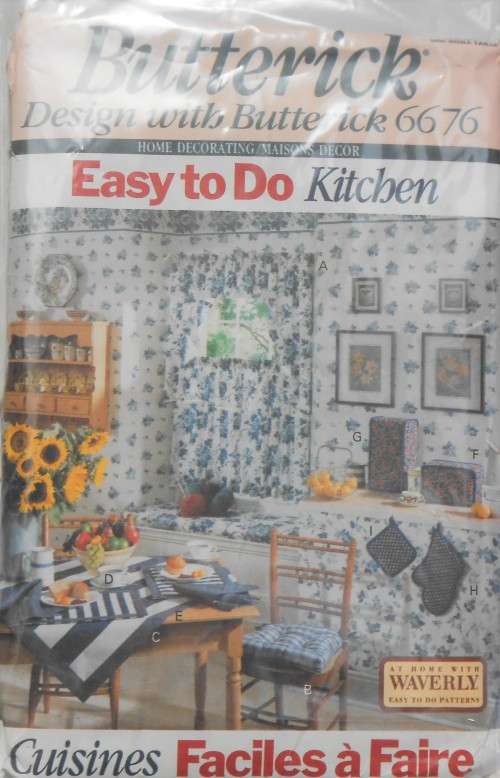 BUTTERICK 6676 EASY TO DO KITCHEN- ONE SIZE - COMPLETE