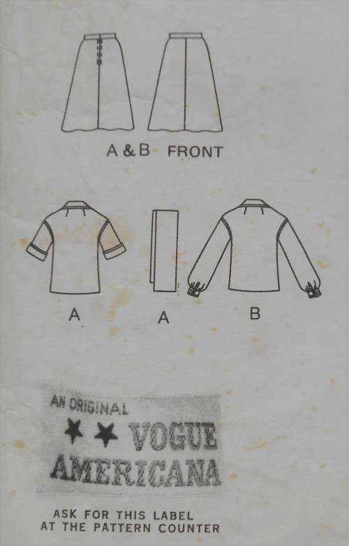 VOGUE 1229 TOP-SKIRT-SCARF SIZE 14 BUST 92 CM/36 COMPLETE ZIPLOC BAG