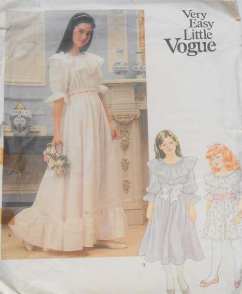 VERY EASY LITTLE VOGUE 1314 GIRL`S DRESS SIZE 7-8-10 YEARS COMPLETE ZIPLOC BAG