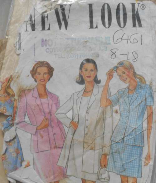 NEW LOOK PATTERNS 6461 COAT-JACKET-DRESS SIZE 8 - 18 COMPLETE-COVER VERY WORN PATTERN GREAT