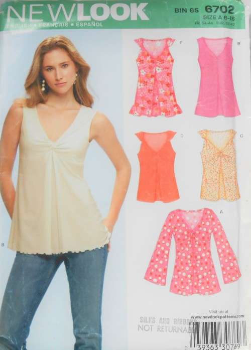 NEW LOOK PATTERNS 6702  SET OF TOPS SIZE 6 - 16 COMPLETE