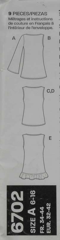 NEW LOOK PATTERNS 6702  SET OF TOPS SIZE 6 - 16 COMPLETE