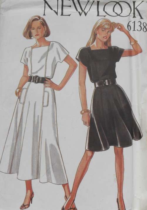 NEW LOOK PATTERNS 6138 SQUARE NECK DRESS SIZE 8-18 COMPLETE-UNCUT-F/FOLDED